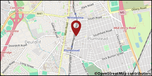 a map with a pin at -34.01991, 18.47102